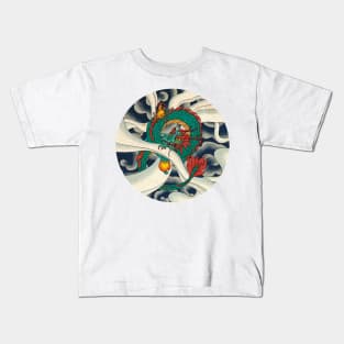 Minhwa: Asian Dragon with Magic Pearl F Type (Korean traditional/folk art) Kids T-Shirt